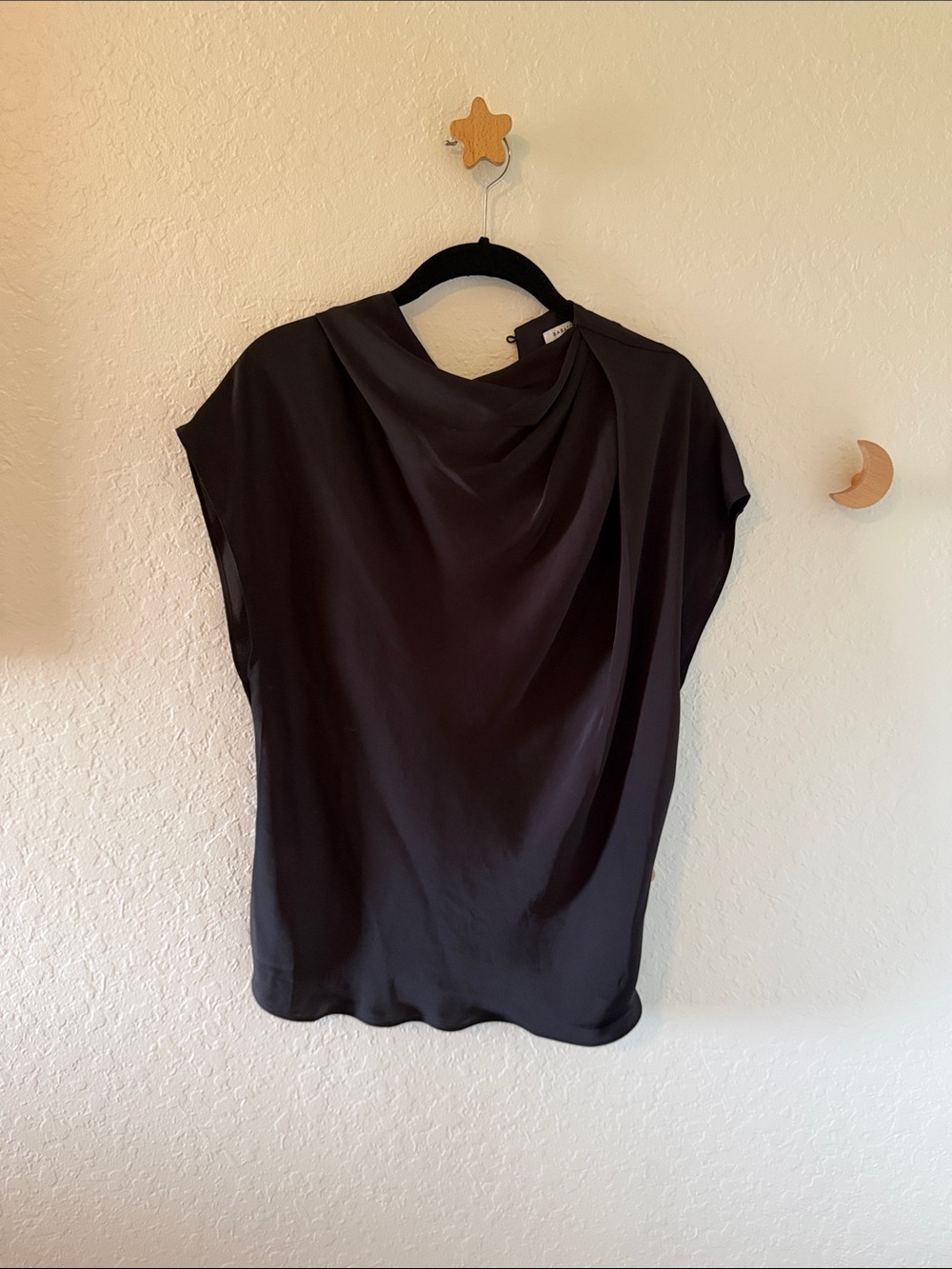Babaton Black Drape Neck Blouse